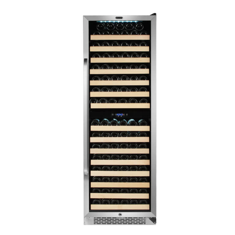 Whynter BWR-1642DZ/BWR-1642DZa 24" 164 Bottle Large Capacity Built-in Stainless Steel Dual Zone Compressor Wine Refrigerator with Display Rack and LED display