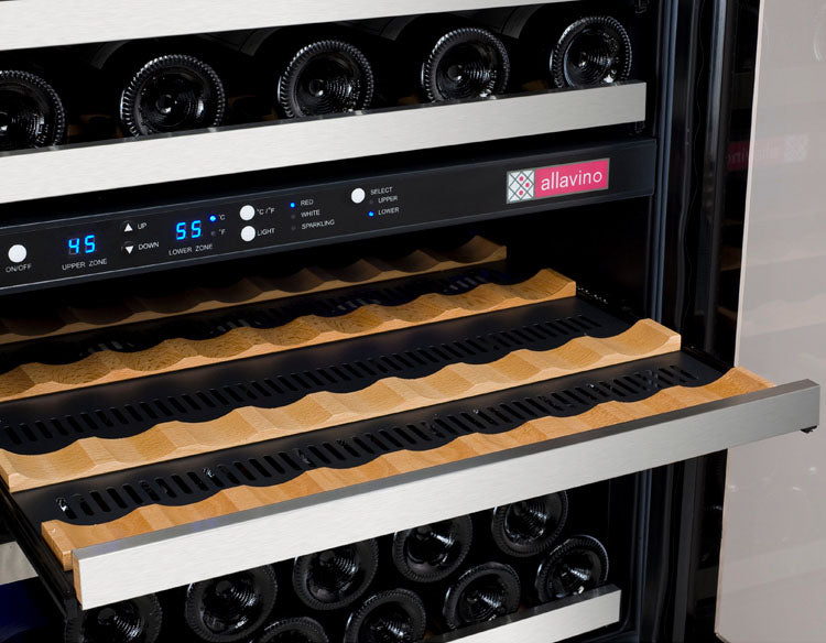 Allavino FlexCount Series 56 Bottle/124 Can Side-by-Side Wine Refrigerator/Beverage Center with Stainless Steel Doors