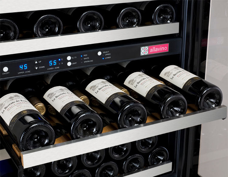 Allavino FlexCount Series 56 Bottle/124 Can Side-by-Side Wine Refrigerator/Beverage Center with Stainless Steel Doors