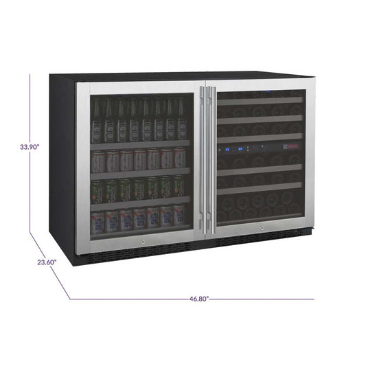 Allavino FlexCount Series 56 Bottle/124 Can Side-by-Side Wine Refrigerator/Beverage Center with Stainless Steel Doors
