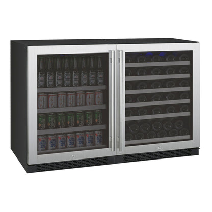 Allavino FlexCount Series 56 Bottle/154 Can Dual Zone Side-by-Side Wine Refrigerator/Beverage Center with Stainless Steel Doors