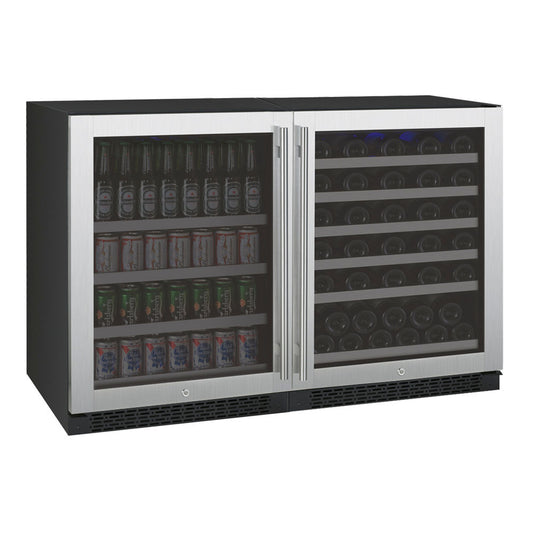 Allavino FlexCount Series 56 Bottle/154 Can Dual Zone Side-by-Side Wine Refrigerator/Beverage Center with Stainless Steel Doors