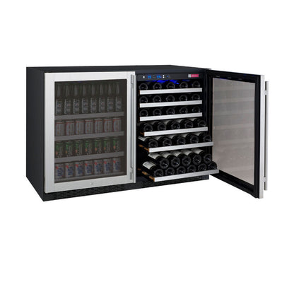 Allavino FlexCount Series 56 Bottle/154 Can Dual Zone Side-by-Side Wine Refrigerator/Beverage Center with Stainless Steel Doors