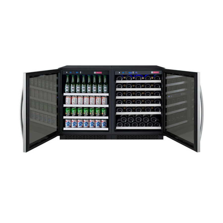 Allavino FlexCount Series 56 Bottle/154 Can Dual Zone Side-by-Side Wine Refrigerator/Beverage Center with Stainless Steel Doors