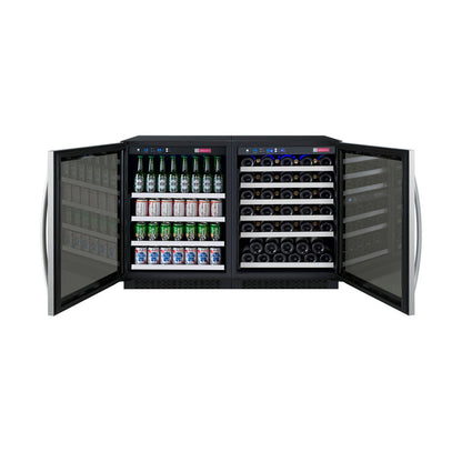 Allavino FlexCount Series 56 Bottle/154 Can Dual Zone Side-by-Side Wine Refrigerator/Beverage Center with Stainless Steel Doors