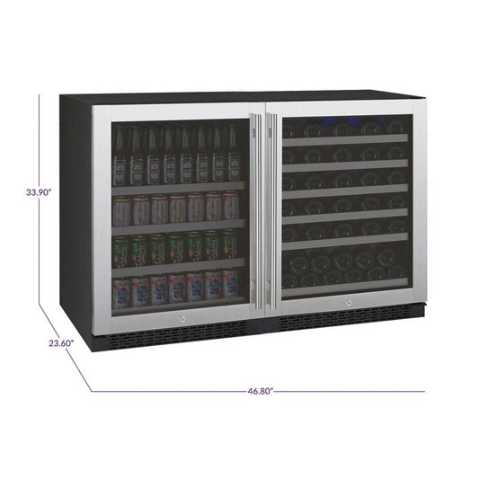 Allavino FlexCount Series 56 Bottle/154 Can Dual Zone Side-by-Side Wine Refrigerator/Beverage Center with Stainless Steel Doors