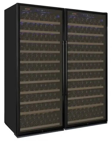 Allavino Vite Series 610 Bottle Dual Zone Freestanding Large Capacity Side-by-Side Wine Refrigerator with Solid Black Doors