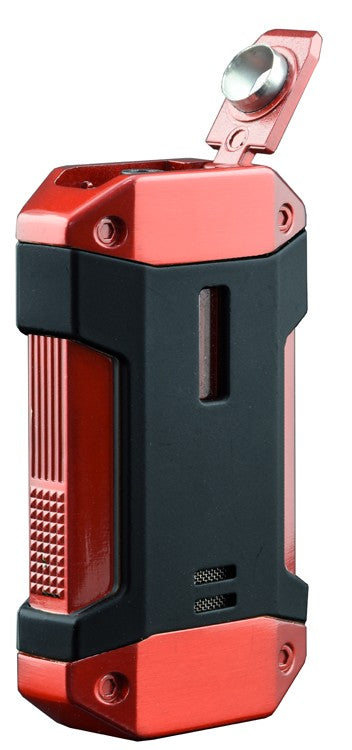 Prestige Import Group Single Action Triple Flame Torch - Large Gauge Punch & Fuel Window (Red/Black)