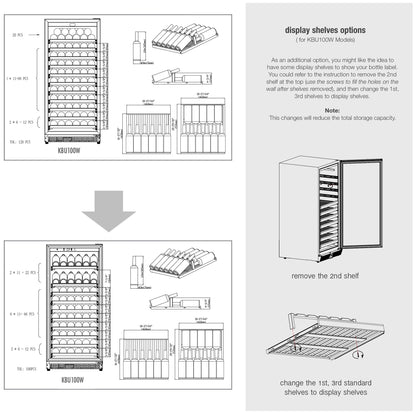 KingsBottle  100 Bottle Kitchen Wine Refrigerator Freestanding