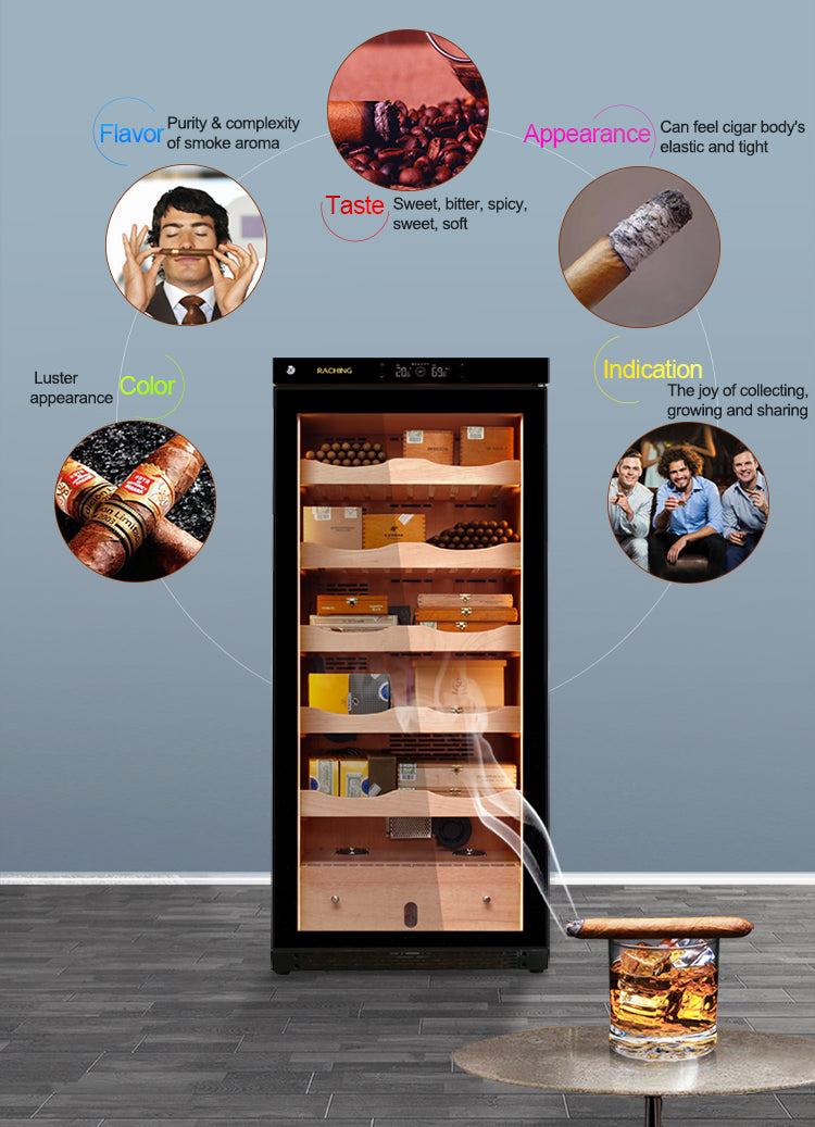 Raching C230A Precision Climate-Controlled Cigar Humidor Cabinet – Black with Canada Cedar Wood | 1200 Cigar Capacity