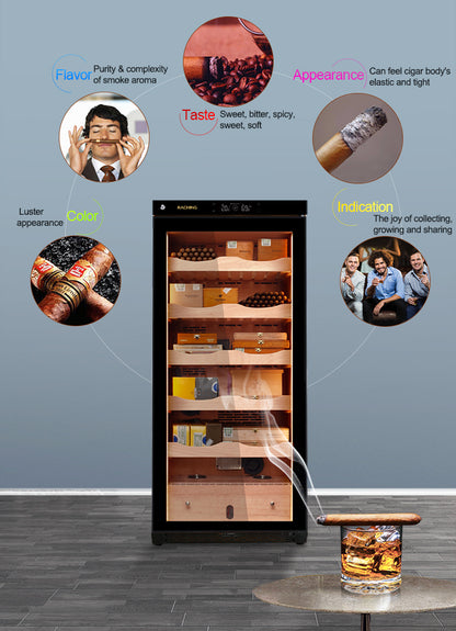 Raching C230A Precision Climate-Controlled Cigar Humidor Cabinet – Black with Canada Cedar Wood | 1200 Cigar Capacity