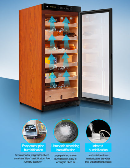 Raching C230A Precision Climate-Controlled Cigar Humidor Cabinet – Black with Canada Cedar Wood | 1200 Cigar Capacity