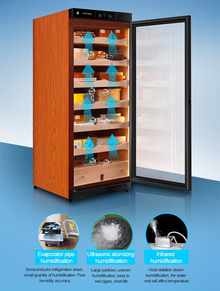 Raching C330A Precision Climate-Controlled Cigar Humidor Cabinet – Black with Canada Cedar Wood | 1500 Cigar Capacity
