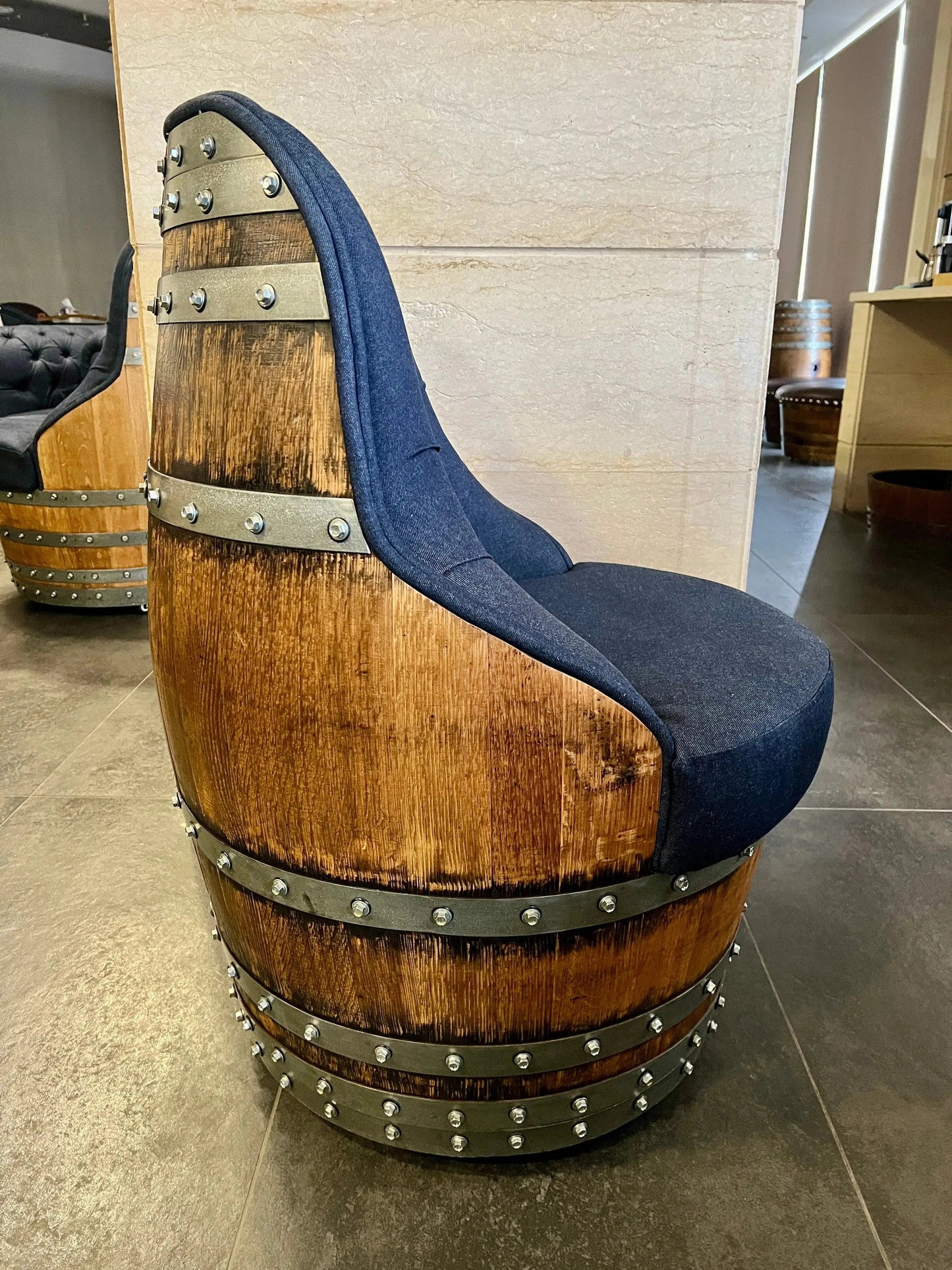 Luxury Whiskey & Wine Barrel Captain Chair with Hidden Safe (October Pre-Order)