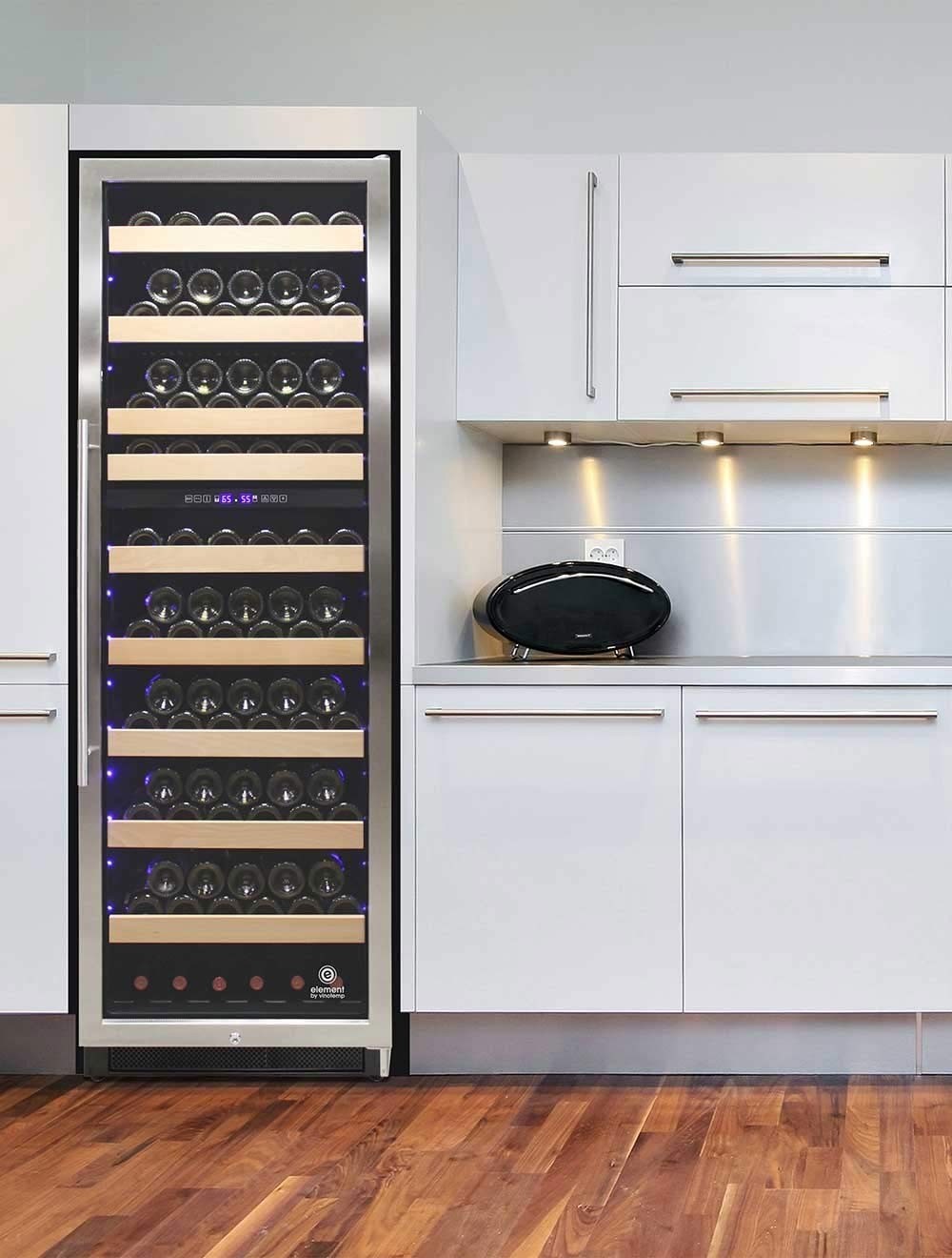 Vinotemp 215 Bottle Dual-Zone Wine Cooler, Stainless