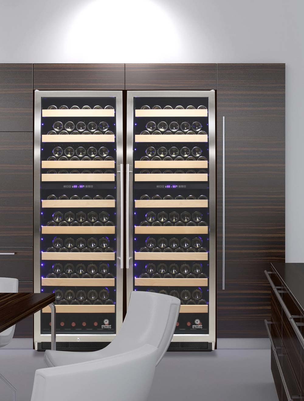 Vinotemp 215 Bottle Dual-Zone Wine Cooler, Stainless