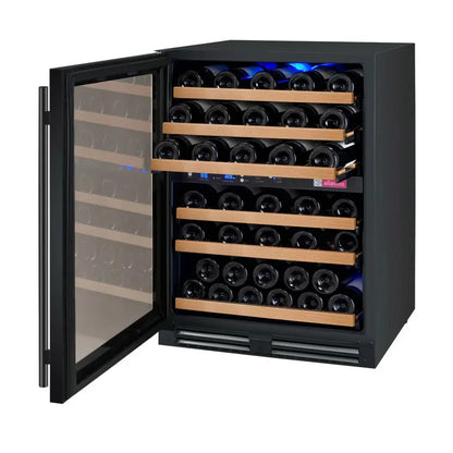 Allavino 24" Wide FlexCount II Tru-Vino 56 Bottle Dual Zone Black Left Hinge Wine Refrigerator