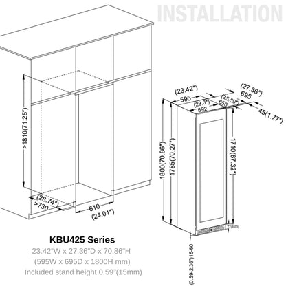 KingsBottle Upright Low-E Glass Door Dual Zone Large Wine Cooler