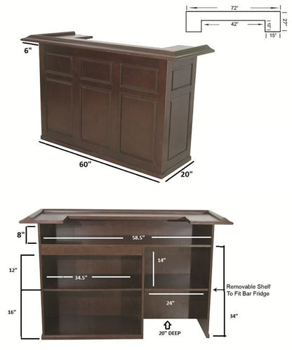 Ram Game DBAR72 - 72" Dry Pub Style Bar - Chestnut