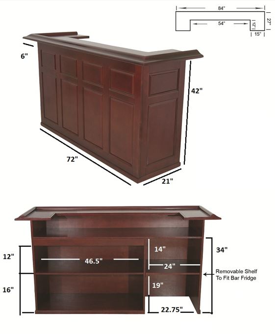 Ram Game DBAR72 - 84" Dry Pub Style Bar -Slate