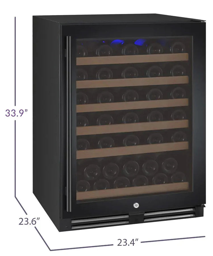 Allavino FlexCount Series 56 Bottle Single Zone Built-In Wine Refrigerator with Black Door - Right Hinge