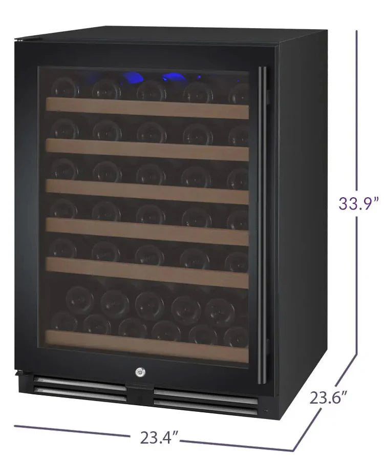 Allavino 24" Wide FlexCount II Tru-Vino 56 Bottle Single Zone Black Left Hinge Wine Refrigerator