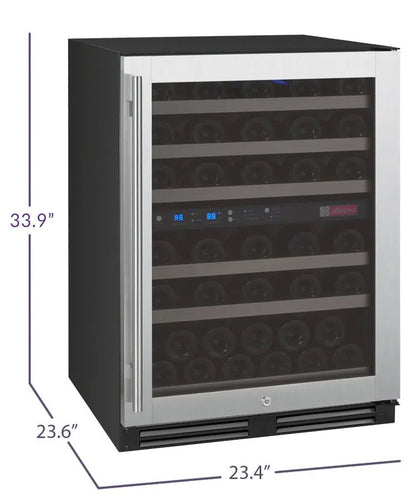 Allavino FlexCount Series 56 Bottle Dual Zone Built-In Wine Refrigerator with Stainless Steel Door - Right Hinge