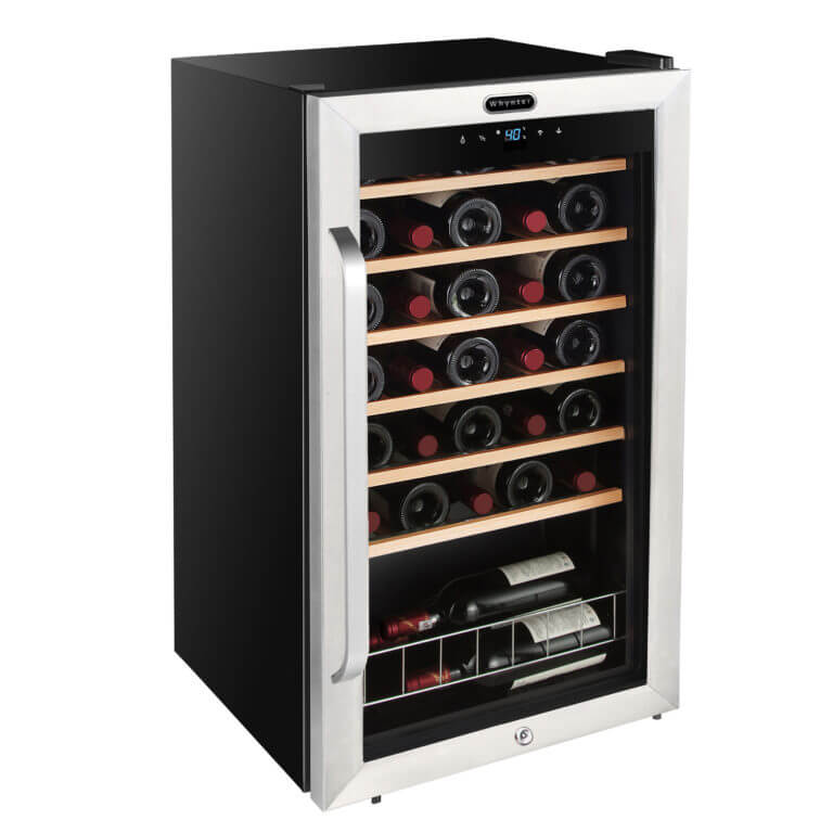 Whynter FWC-341TS 34 Bottle Freestanding Stainless Steel Wine Refrigerator with Display Shelf and Digital Control