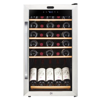 Whynter FWC-341TS 34 Bottle Freestanding Stainless Steel Wine Refrigerator with Display Shelf and Digital Control