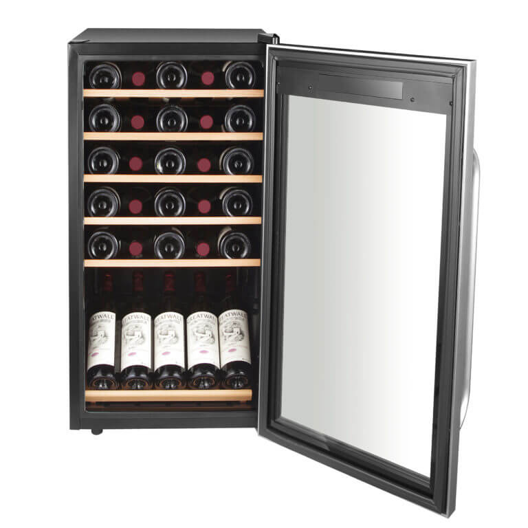 Whynter FWC-341TS 34 Bottle Freestanding Stainless Steel Wine Refrigerator with Display Shelf and Digital Control