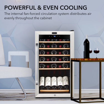 Whynter FWC-341TS 34 Bottle Freestanding Stainless Steel Wine Refrigerator with Display Shelf and Digital Control