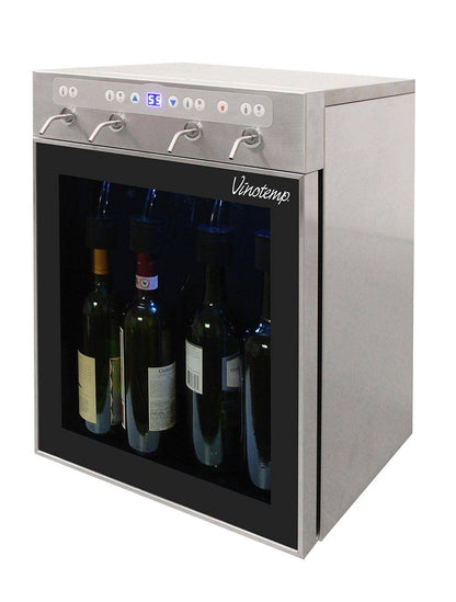 Vinotemp Four Bottle Wine Dispenser with 2 Gas Cylinders, Stainless