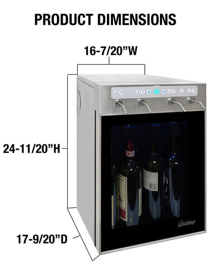 Vinotemp Four Bottle Wine Dispenser with 2 Gas Cylinders, Stainless