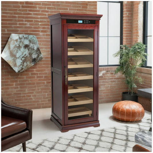 Prestige Import Group 6 Storage Shelf Electric Climate/Humidity Controlled Cabinet (Dark Cherry)