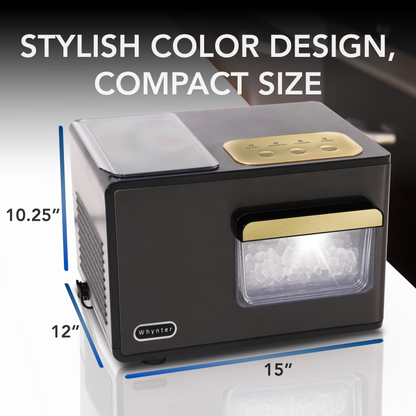 Whynter IBX-388BG SonicSnö Countertop Nugget Ice Maker 40lbs/24hrs with Removable Ice Drawer, Chewable Pebble/Sonic Type Ice in Black and Gold Stainless Steel Finish