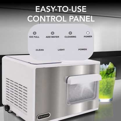 Whynter IBX-388WS SonicSnö Countertop Nugget Ice Maker 40lbs/24hrs with Removable Ice Drawer, Chewable Pebble/Sonic Type Ice in Silver and White Stainless Steel Finish