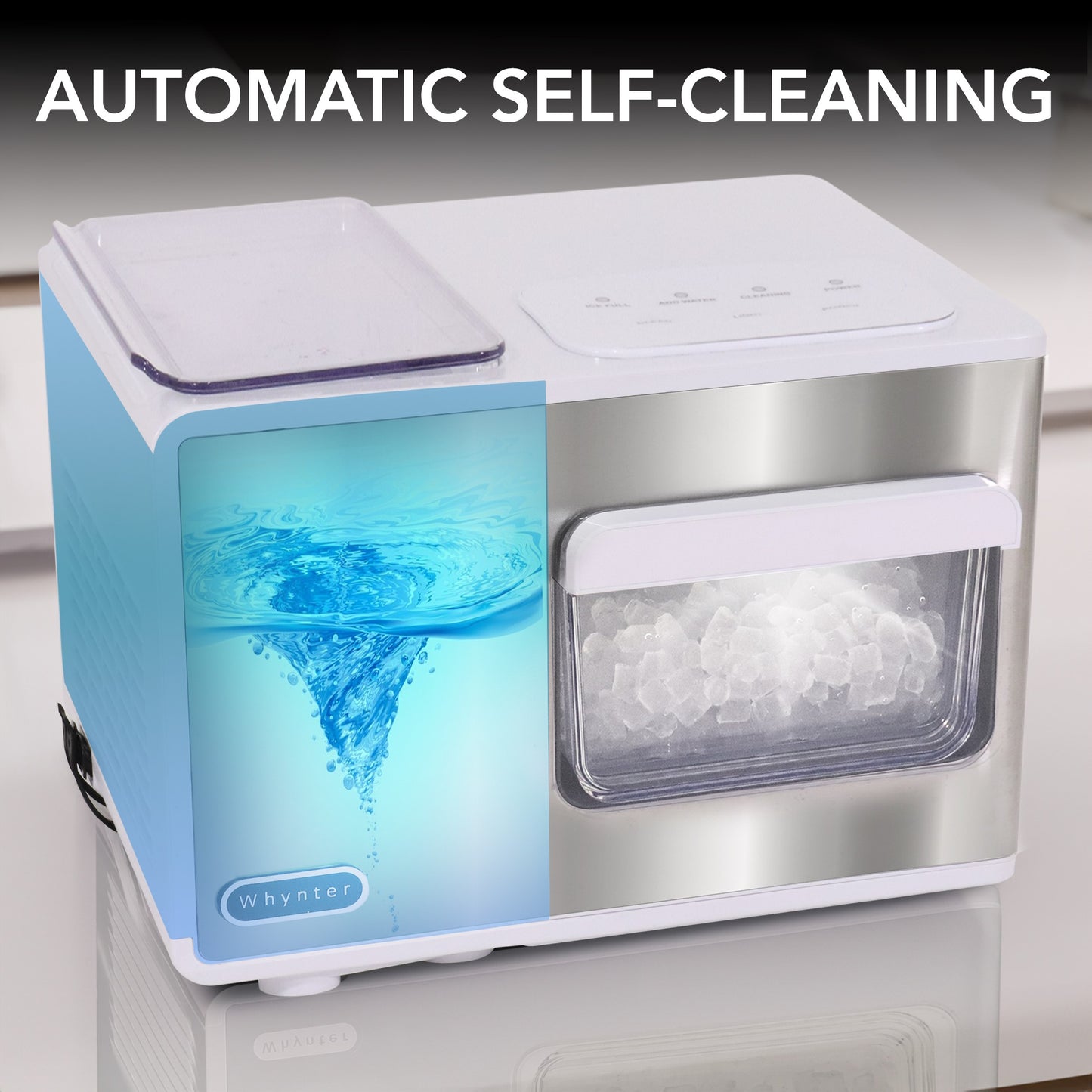 Whynter IBX-388WS SonicSnö Countertop Nugget Ice Maker 40lbs/24hrs with Removable Ice Drawer, Chewable Pebble/Sonic Type Ice in Silver and White Stainless Steel Finish