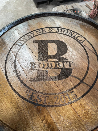 Whiskey Barrel Cabinet with Lock & LED Shelves