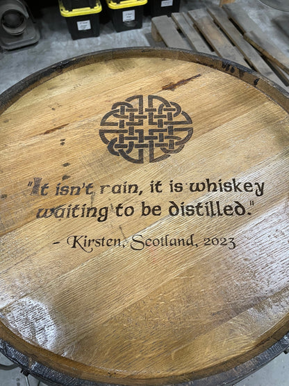 Whiskey Barrel Cabinet with Lock & LED Shelves