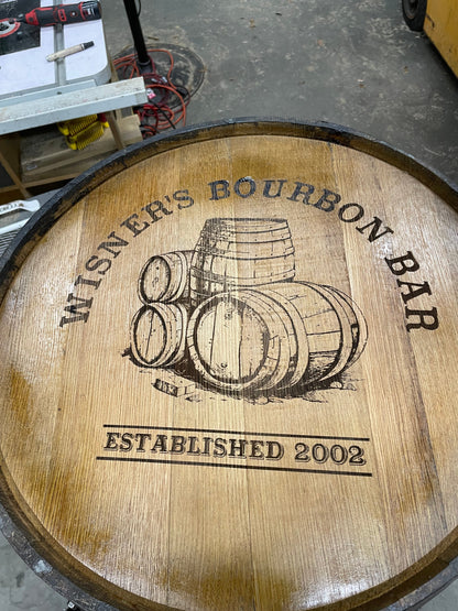 Whiskey Barrel Cabinet with Lock & LED Shelves