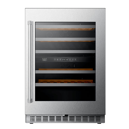 KUCHT 24 Inch Dual Zone 52-Wine Bottles Wine Cooler in Stainless Steel