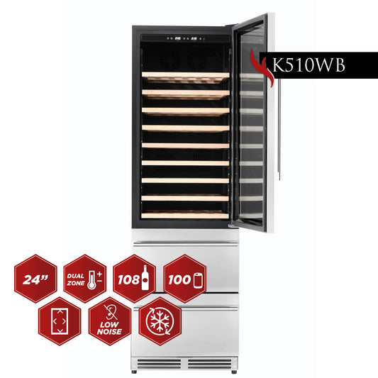 KUCHT 24 Inch Freestanding Wine & Beverage Cooler