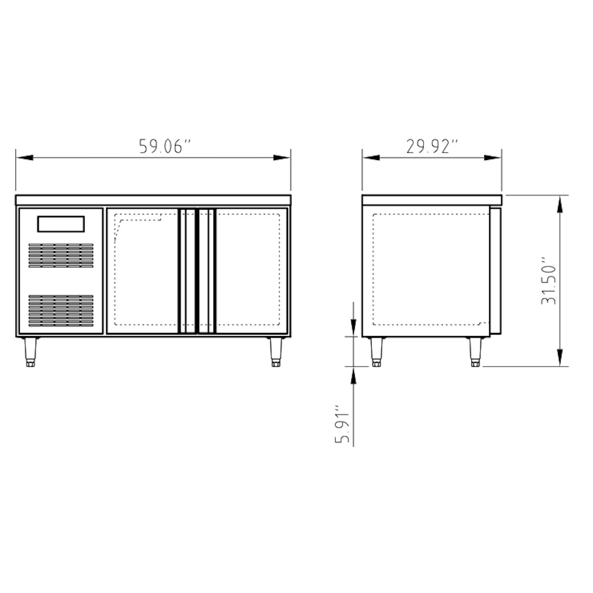 KingsBottle 59" Double Glass Back Bar Cooler for Multiple Bottles