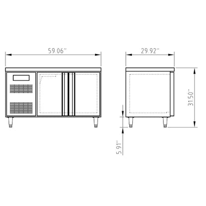 KingsBottle 59" Double Glass Back Bar Cooler for Multiple Bottles