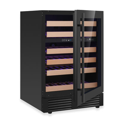 KingsBottle 24-Inch Under-Counter Dual Zone Wine Cooler with Low-E Glass Door With Stainless Steel Trim Right Hand Hinge
