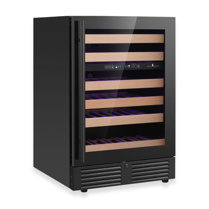 KingsBottle 24-Inch Under-Counter Dual Zone Wine Cooler with Low-E Glass Door With Stainless Steel Trim Right Hand Hinge