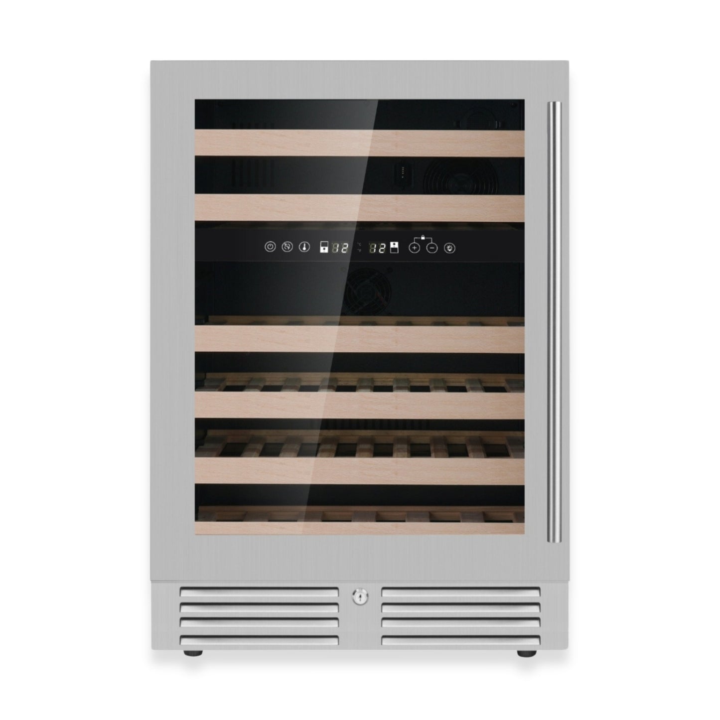 KingsBottle 24-Inch Under-Counter Dual Zone Wine Cooler with Low-E Glass Door With Stainless Steel Trim Right Hand Hinge