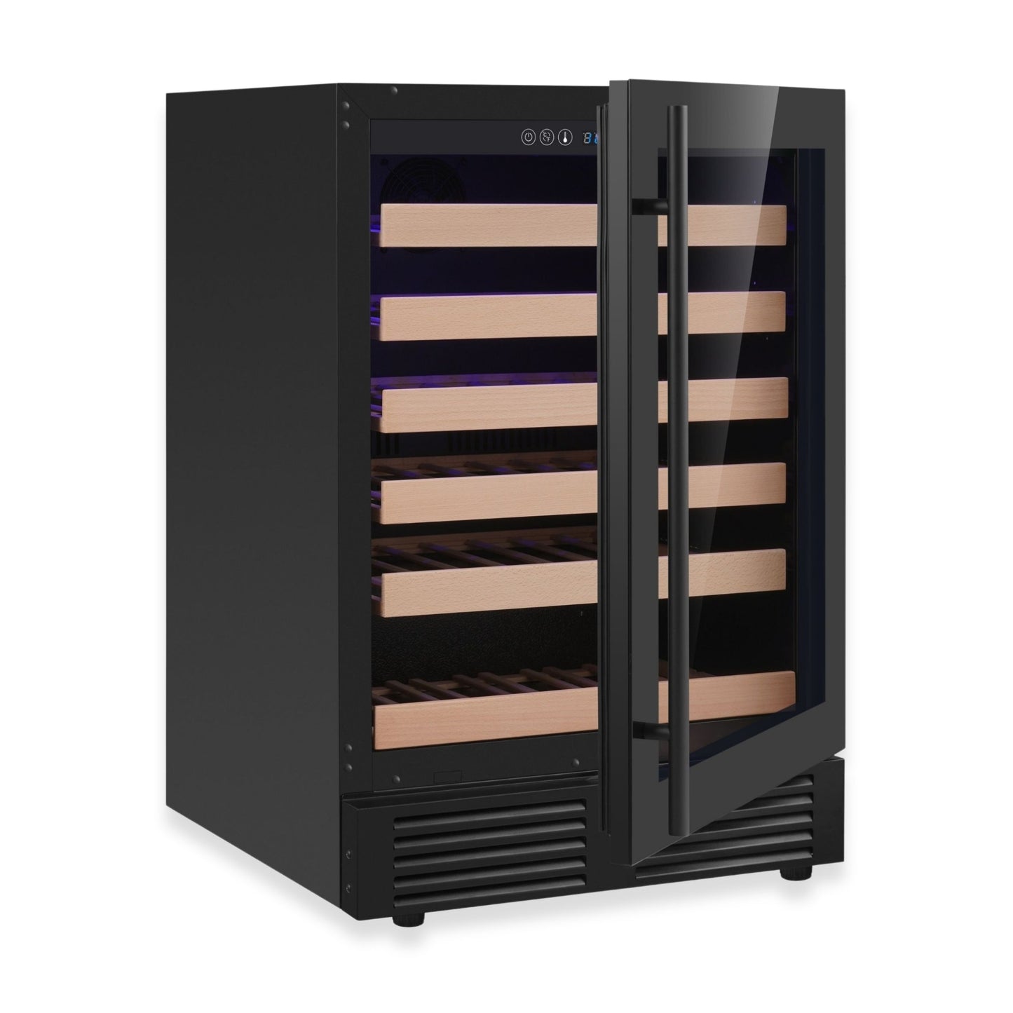 KingsBottle 24-Inch Under-Counter Single Zone Wine Cooler with Low-E Glass Door With Stainless Steel Trim Right Hand Hinge