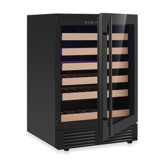 KingsBottle 24-Inch Under-Counter Single Zone Wine Cooler with Low-E Glass Door With Stainless Steel Trim Right Hand Hinge