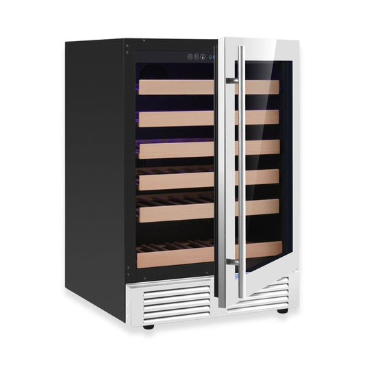 KingsBottle 24-Inch Under-Counter Single Zone Wine Cooler with Low-E Glass Door With Stainless Steel Trim Right Hand Hinge